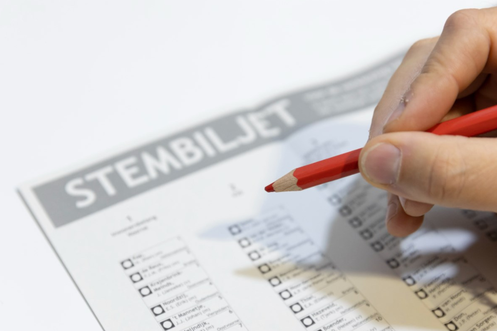 Close up van het stembiljet voor de Tweede Kamerverkiezingen 2023
