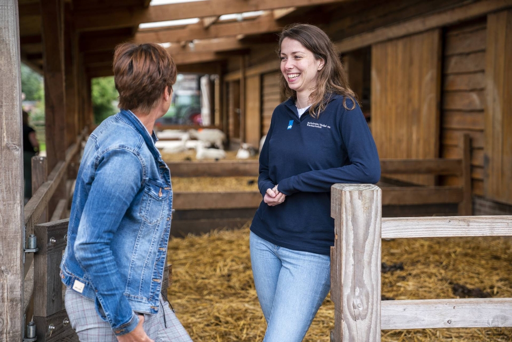 Toezichthoudend dienenarts Chrissy bij een veehouderij
